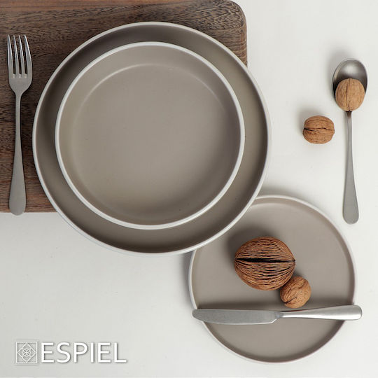 Espiel Mood Plate Soup Ceramic Gray with Diameter 20.3cm 6pcs