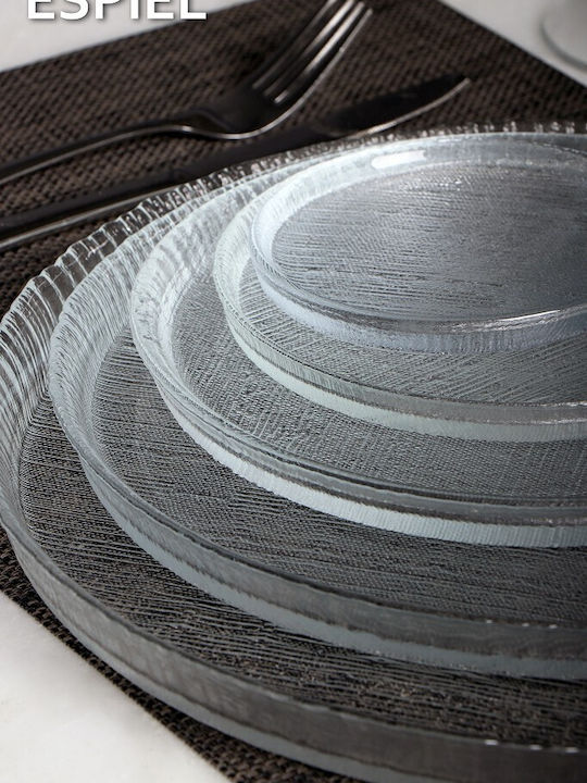 Plate Shallow Transparent with Diameter 22cm 6pcs