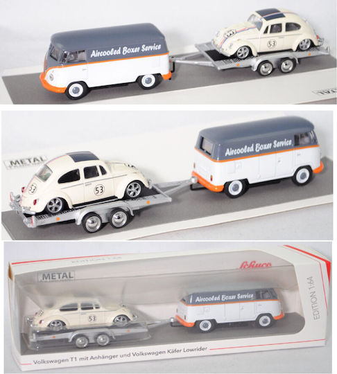 Macheta Auto Set Volkswagen Vw T1 + Trailer Vw Beetle #53 1:64 Schuco