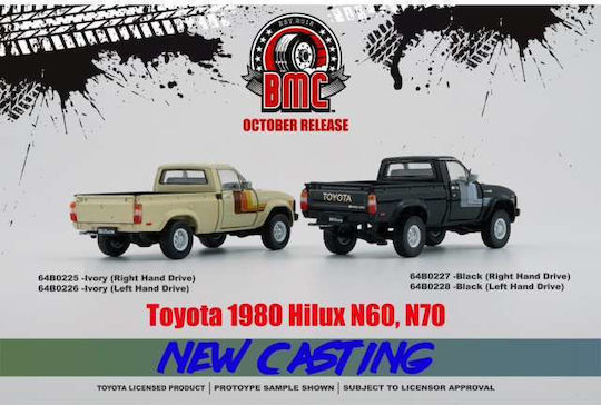Machetă Mașină Toyota Hilux Negru Extra Roți și Bara 1:64 BM Creations