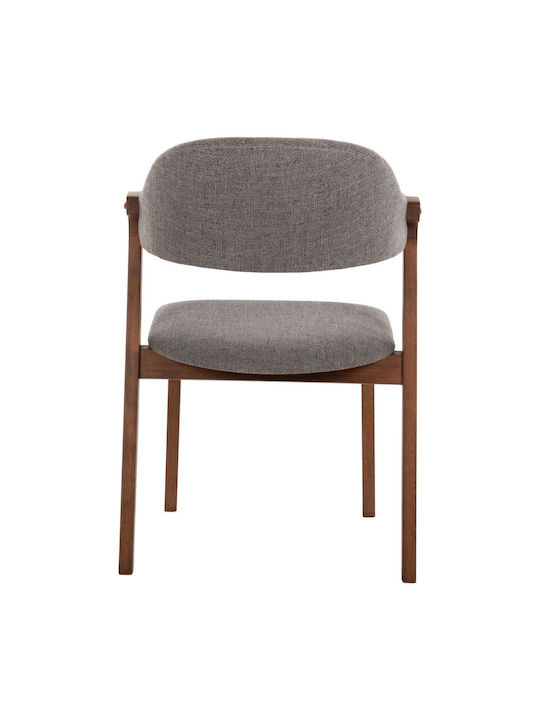 Rubberwood Dining Room Wooden Armchair Walnut - Grey Fabric 59x59x83cm 2pcs