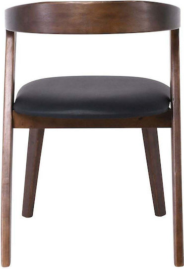Sandra Dining Room Artificial Leather Chair Walnut, Black 52x56x76cm 2pcs