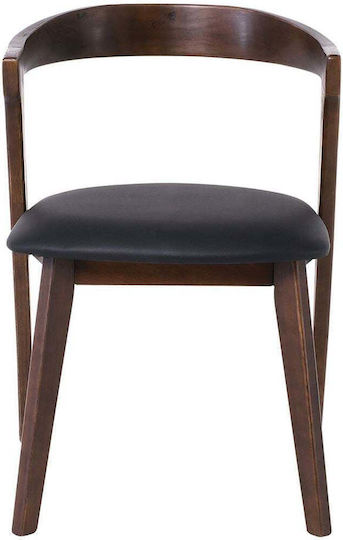 Sandra Dining Room Artificial Leather Chair Walnut, Black 52x56x76cm 2pcs