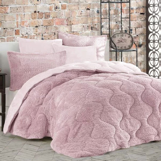 Saray Home Husă de pătură Set de fețe de pernă Single 160x220cm Softwell Roz 2buc 300 g/mp²Gsm