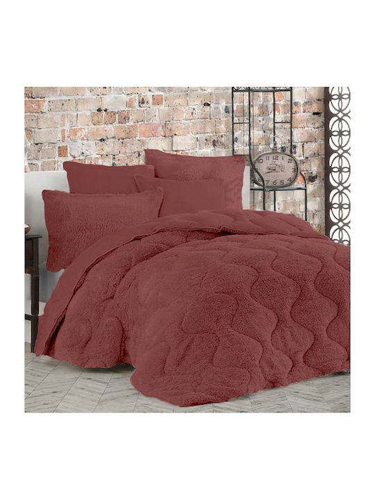 Homeone Duvet Cover Set Queen 220x240cm Bordeaux 3pcs 300 GSMGsm