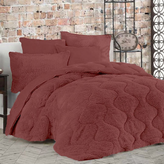Homeone Duvet Cover Set Queen 220x240cm Bordeaux 3pcs 300 GSMGsm