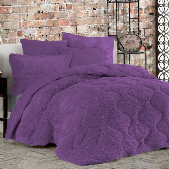 Homeone Комбинирано одеяло Сет с калъфки за възглавници Единично 160x220бр Лилаво 2бр 300 г/м²Gsm