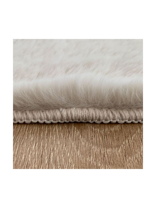 Beauty Home Rectangular Furry Ecru Rug 80x120cm