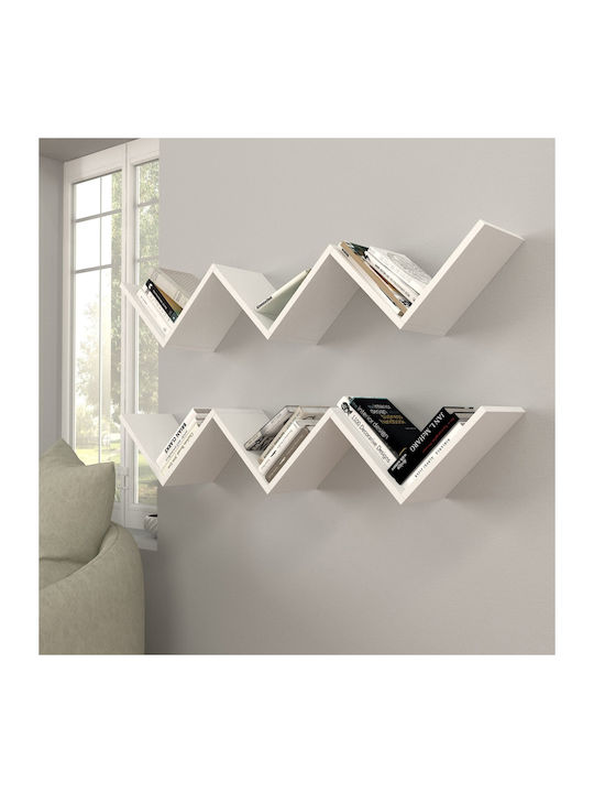 Rafturi Zig Zag Albe (2 Bucăți) 129x22x24.5 cm