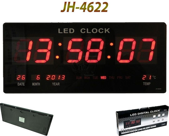 Factory JH-4622 Wanduhr Digital Kunststoff Black 45x21cm