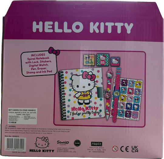 Hello Kitty Kids Stationery Set with Eraser Notebook and Pen 6 Pieces