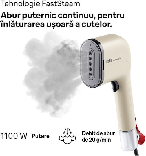 Braun QuickStyle Garment Steamer Hand 1100W with Water Tank Capacity 70ml