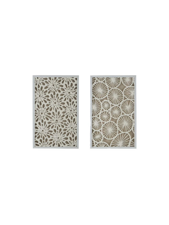Artekko Mosaic Μπεζ Πίνακες Χάρτινη Τεχνοτροπία Κορνίζα 50x3x80 Cm 2pcs 50cm X 3cm X 80cm