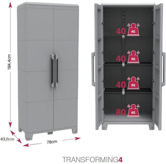 Double Door Wardrobe Plastic 78x43.6x184.4cm