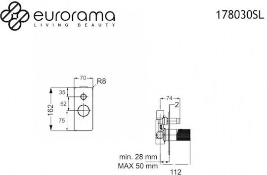 Eurorama за душ кабина 1 Изход Черен