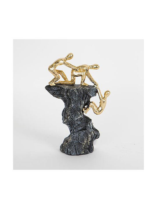 Estheti Home Decorative Sculpture People Rock Resin Black Gold 14x5.5x21.5cm 752-27076