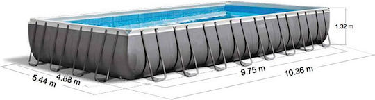 Intex PVC Swimming Pool 10lt with Metallic Frame 975x488x132cm Gray