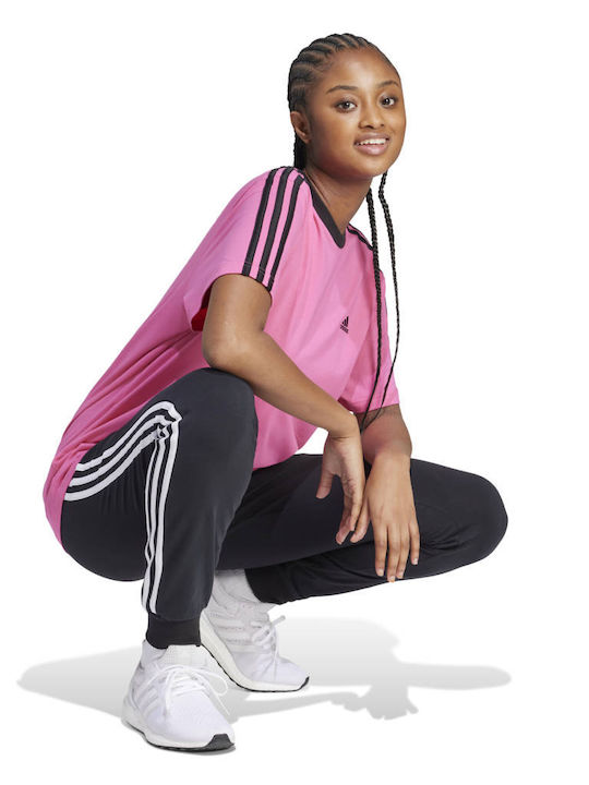 Essentials 3-Stripes BF Damen Sportlich T-Shirt Gestreift Fuchsie