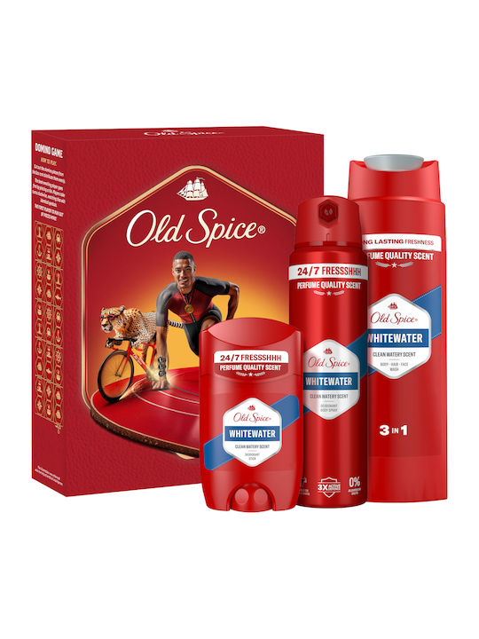 Old Spice Ironman Комплект Подарък с Дезодорант Стик Спрей и Душ Гел Whitewater 24-часова Свежест за Ежедневна Употреба Аромат с Качествен Мирис Който Трайе