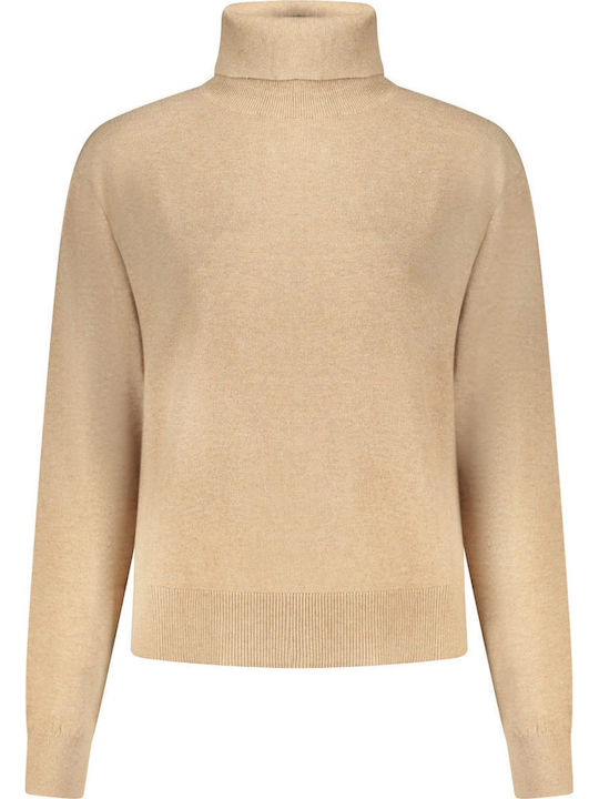 Women's Sweater Cotton Turtleneck Beige