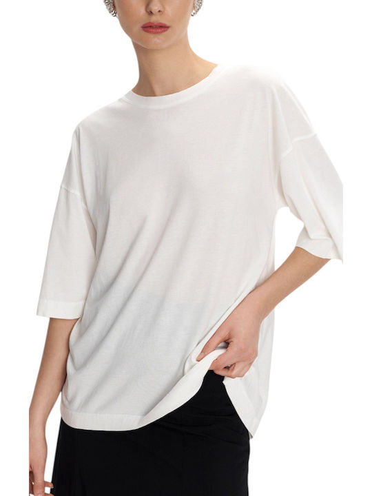 Women's Cotton Short Sleeve Top White 81039126 Off White