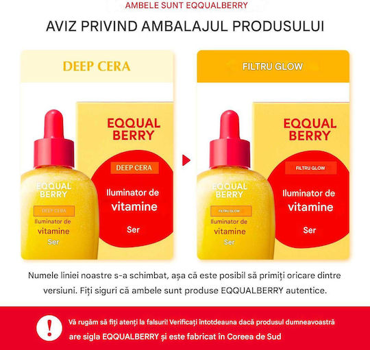 Eqqualberry Serum Hidratant pentru Față cu Vitamina C și Niacinamidă pentru Strălucire și Pete Pigmentare 30ml