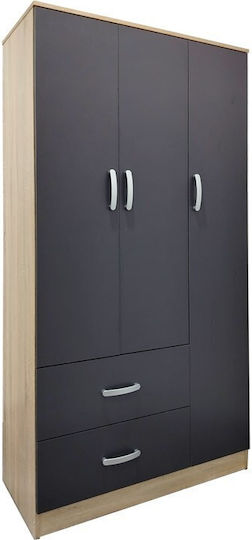 Εξάφυλλη Ντουλάπα Sonoma-ανθρακί 180x42x180cm
