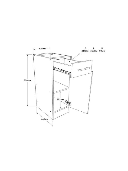 Floor Cabinet Sonoma Oak, White 30x46x82cm