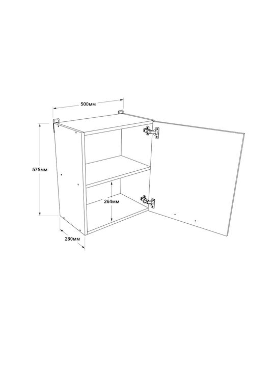 Alba Schrank Wand Alba, White Craft Oak 50x30x58cm