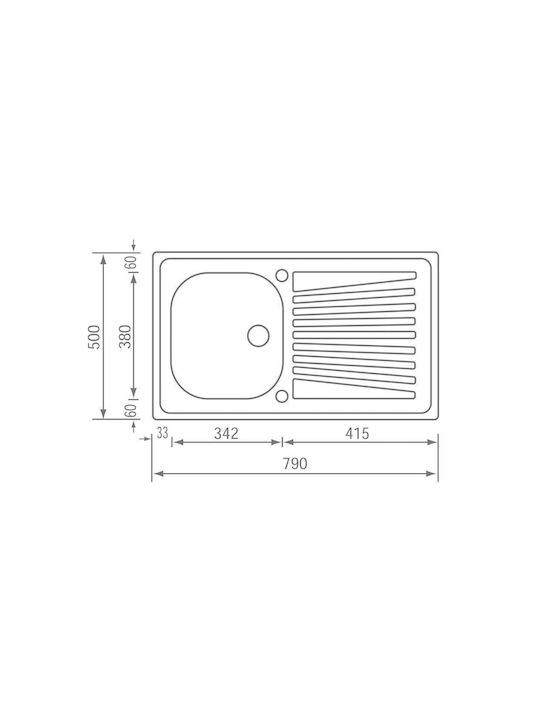 Sanitec Drop-In Spüle Inox Satiniert B79xT50cm Silber