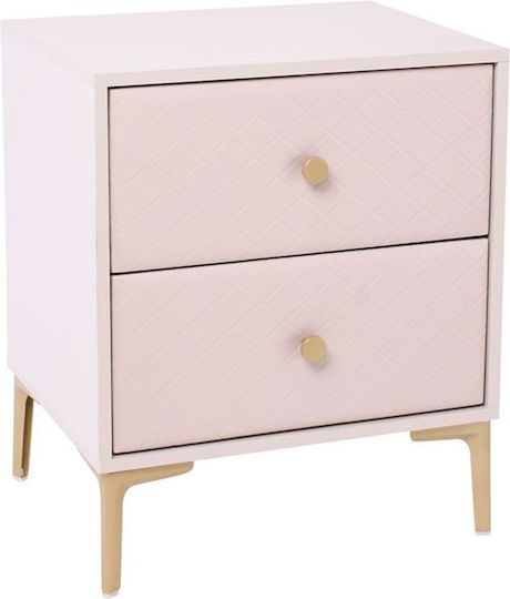 Bedside Table Lana With Ecru Artificial Leather 50x40x60cm E7503 1