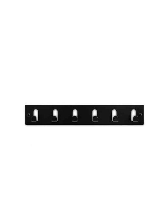 Conset Wall Hanger C1349 Metal 6 Hooks Black 30x5cm