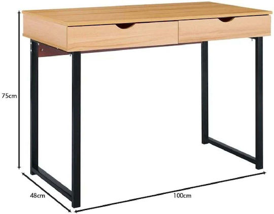 Бюро Дървено Бежово С Метални Крака 100x48x75см ЕО403,1