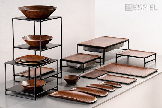 Espiel Hybrid Serving Platter Rectangular Plastic Chestnut 32.5x17.5cm 6 Pieces