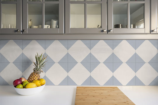 Autocolante Vinilice Plăci Bucătărie Pvc Decor Motiv Romboidal 9x30x30 Cm