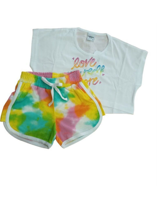 Set Pentru Copii Cu Pantaloni Scurți Vară 2 Bucăți Albe