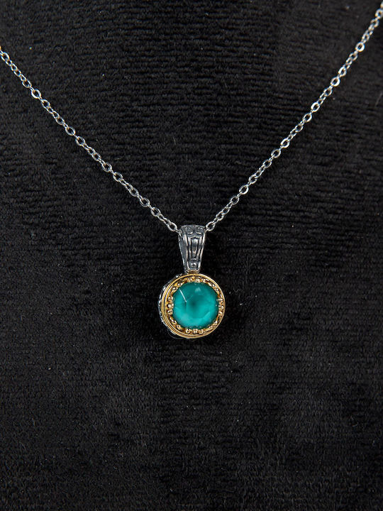 Necklace from Gold Plated Silver with Zircon