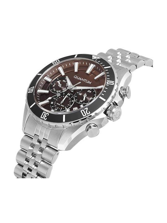 Quantum Dual Time Ρολόι Μπαταρίας με Μεταλλικό Μπρασελέ Quantum Dual Time Ρολόι Μπαταρίας με Μεταλλικό Μπρασελέ