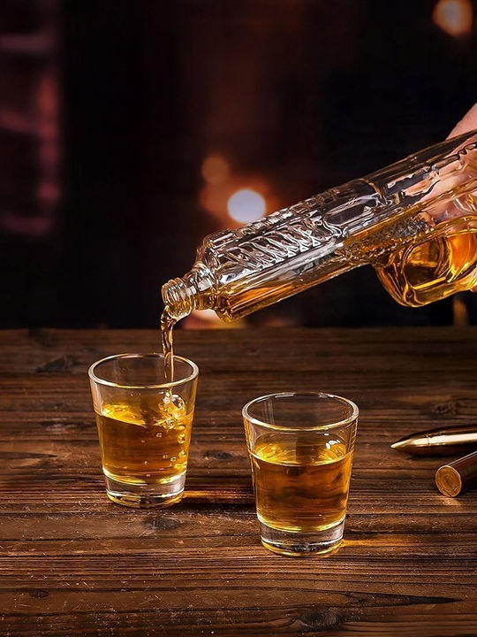 Sticlă Carafă de Servire Whiskey 14buc cu Dop și Pahare Transparentă 220ml 1buc