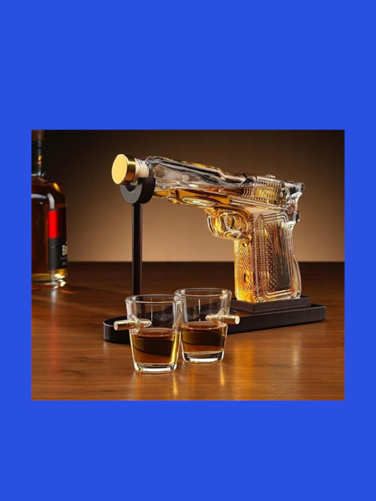 Sticlă Carafă de Servire Whiskey 14buc cu Dop și Pahare Transparentă 220ml 1buc