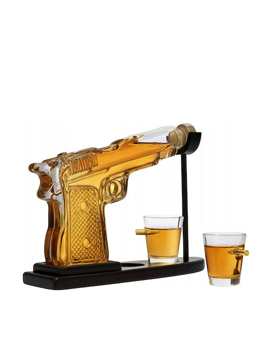 Sticlă Carafă de Servire Whiskey 14buc cu Dop și Pahare Transparentă 220ml 1buc
