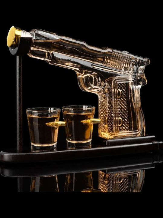 Sticlă Carafă de Servire Whiskey 14buc cu Dop și Pahare Transparentă 220ml 1buc
