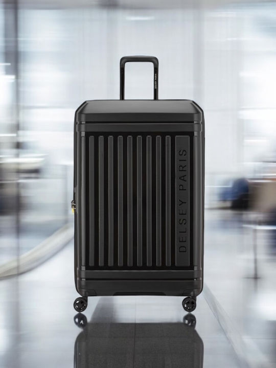 Delsey Lutece SE Large Hard Black Suitcase With 4 Wheels Height 79cm