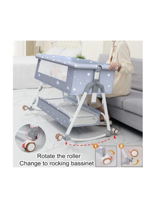 Lazarid Cradle with Mattress and Wheels Gray