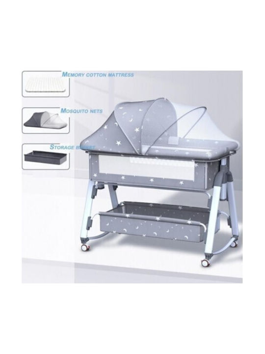 Lazarid Cradle with Mattress and Wheels Gray