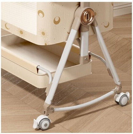 Lazarid Wiege mit Matratze und Rädern Beige