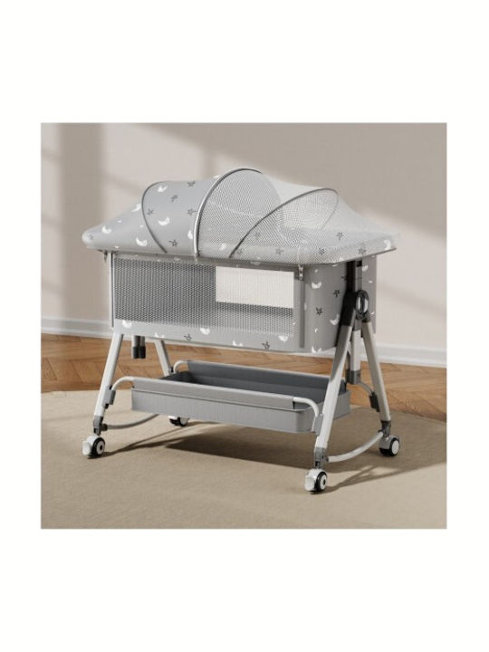 Lazarid Cradle with Mattress and Wheels Gray
