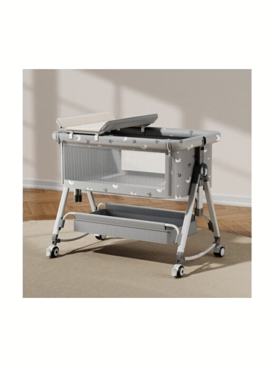 Lazarid Cradle with Mattress and Wheels Gray