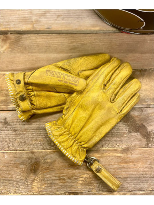 13 1/2 Magazine Loud Ride Men's Motorcycle Gloves Leather Yellow