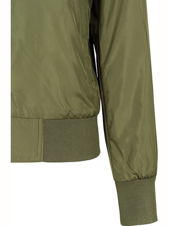 TB1217 Women's Short Bomber Jacket for Spring or Autumn Olive